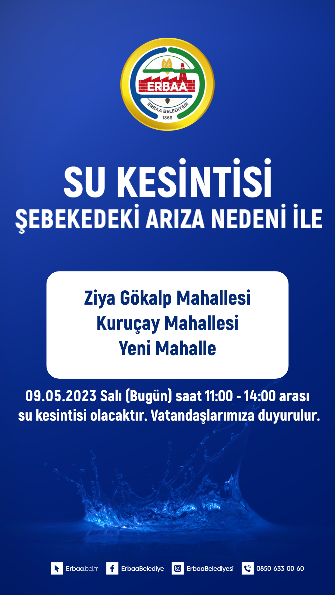 Su Kesintisi Duyurusu 09.05.2023