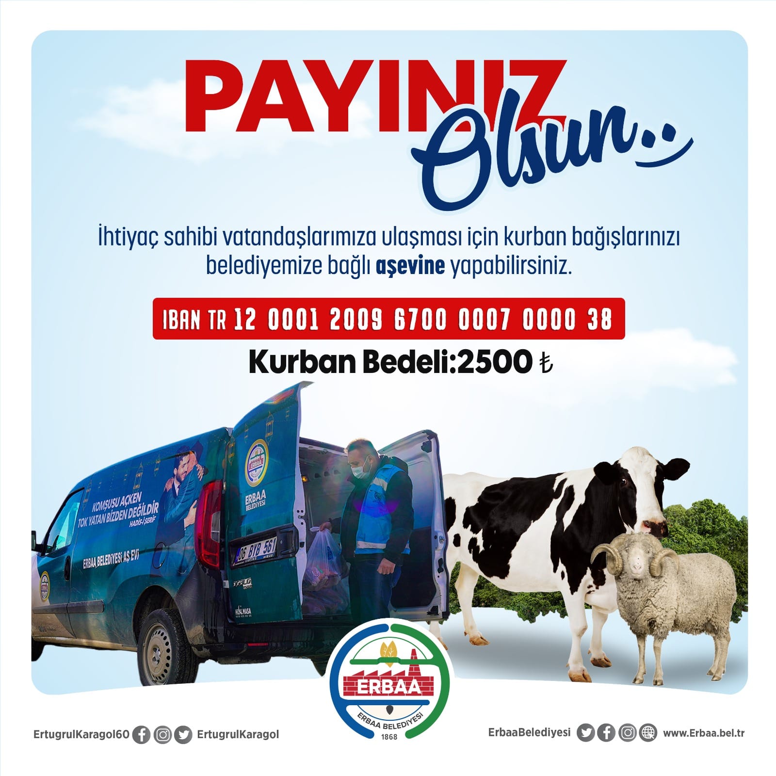 Yaklaşan Kurban Bayramında ihtiyaç sahibi hemşehrilerimiz ulaştırmak üzere kurban bağışlarınızı bekliyoruz.